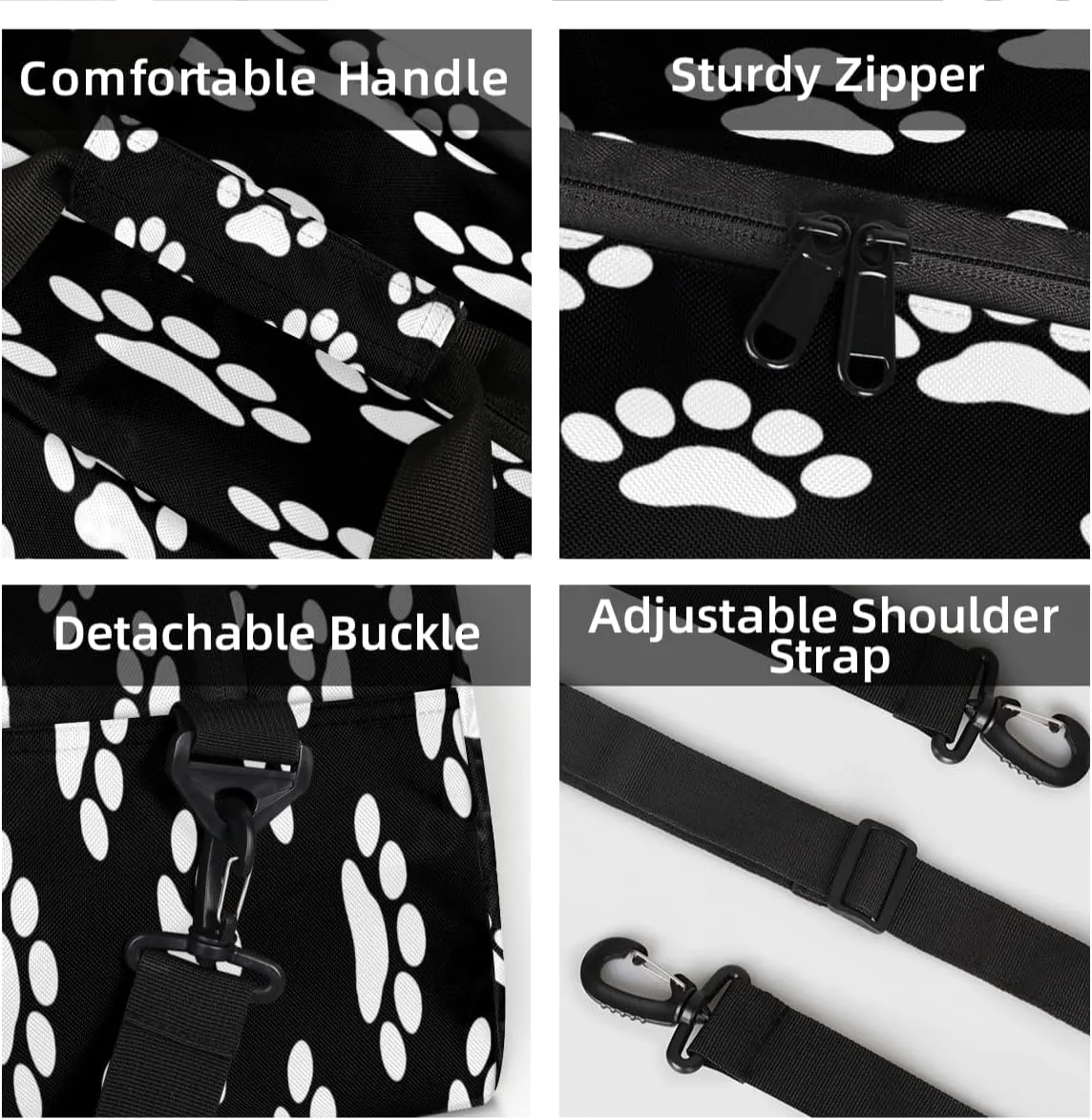 Dog Paw Print Mini Gym Bag 18 inch for Women Men Waterproof Custom Paws Travel Duffel Bag Carry On Overnight Tote Nurse Bag for Work Fitness Hiking