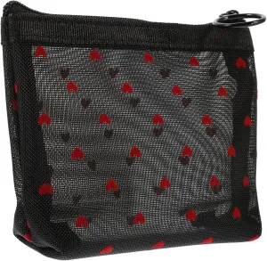 DOITOOL 2 Sets Mesh Cosmetic Bag Zipper Bag Travel Portable, Black, 12X8.5X3CM