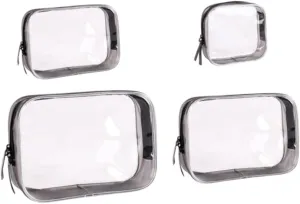 DOITOOL Travel Essential 4pcs Waterproof PVC Toiletry Bag Makeup Bag Zipper Large Storage Compact Size, As Shown, M