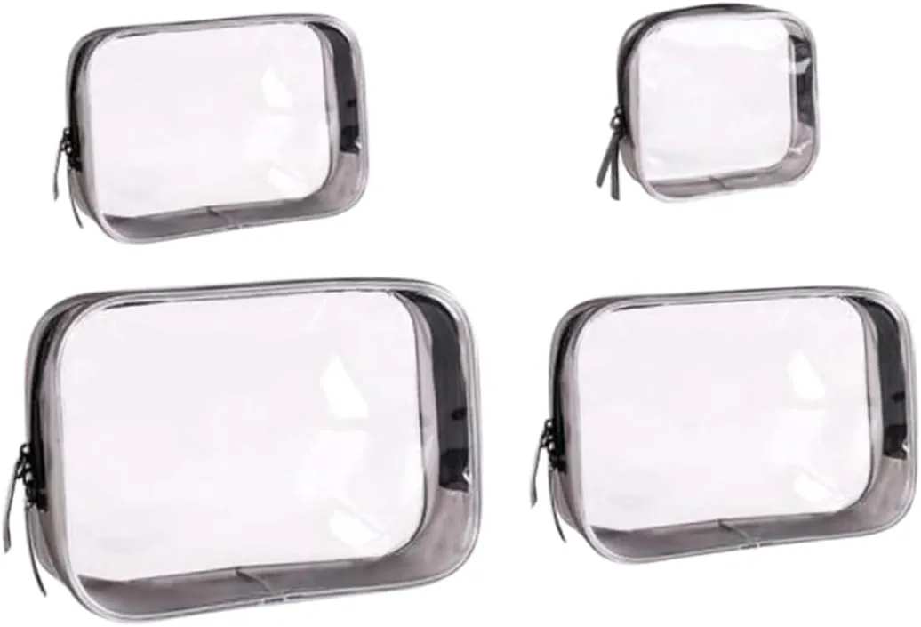 DOITOOL Travel Essential 4pcs Waterproof PVC Toiletry Bag Makeup Bag Zipper Large Storage Compact Size, As Shown, M