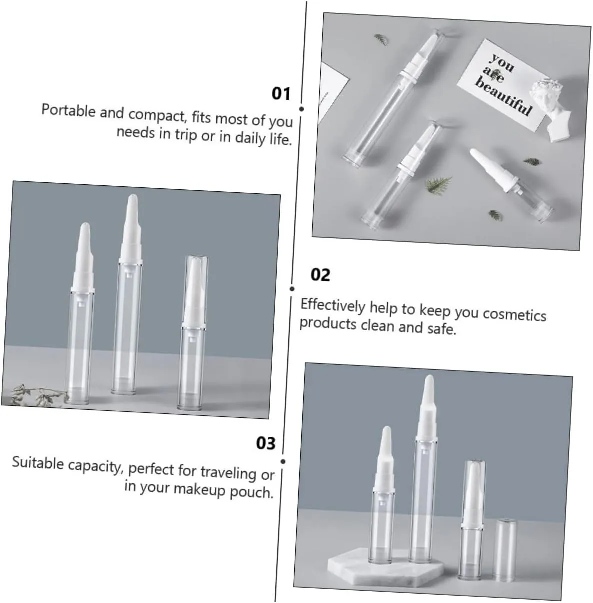 DOITOOL Travel Essential 8PCS Eye Cream Vacuum Bottles Leakproof Cosmetic Containers