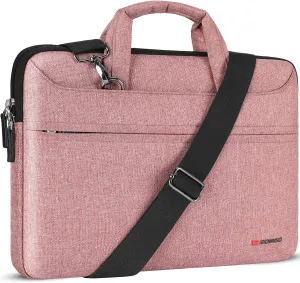 DOMISO 17 inch Laptop Sleeve Shoulder Bag Water-Resistant Messenger Bag Business Briefcase for 17.3" Notebooks/17.3" Dell Inspiron/MSI GS73VR Stealth Pro/IdeaPad/HP Envy/LG Gram/ASUS ROG,Pink