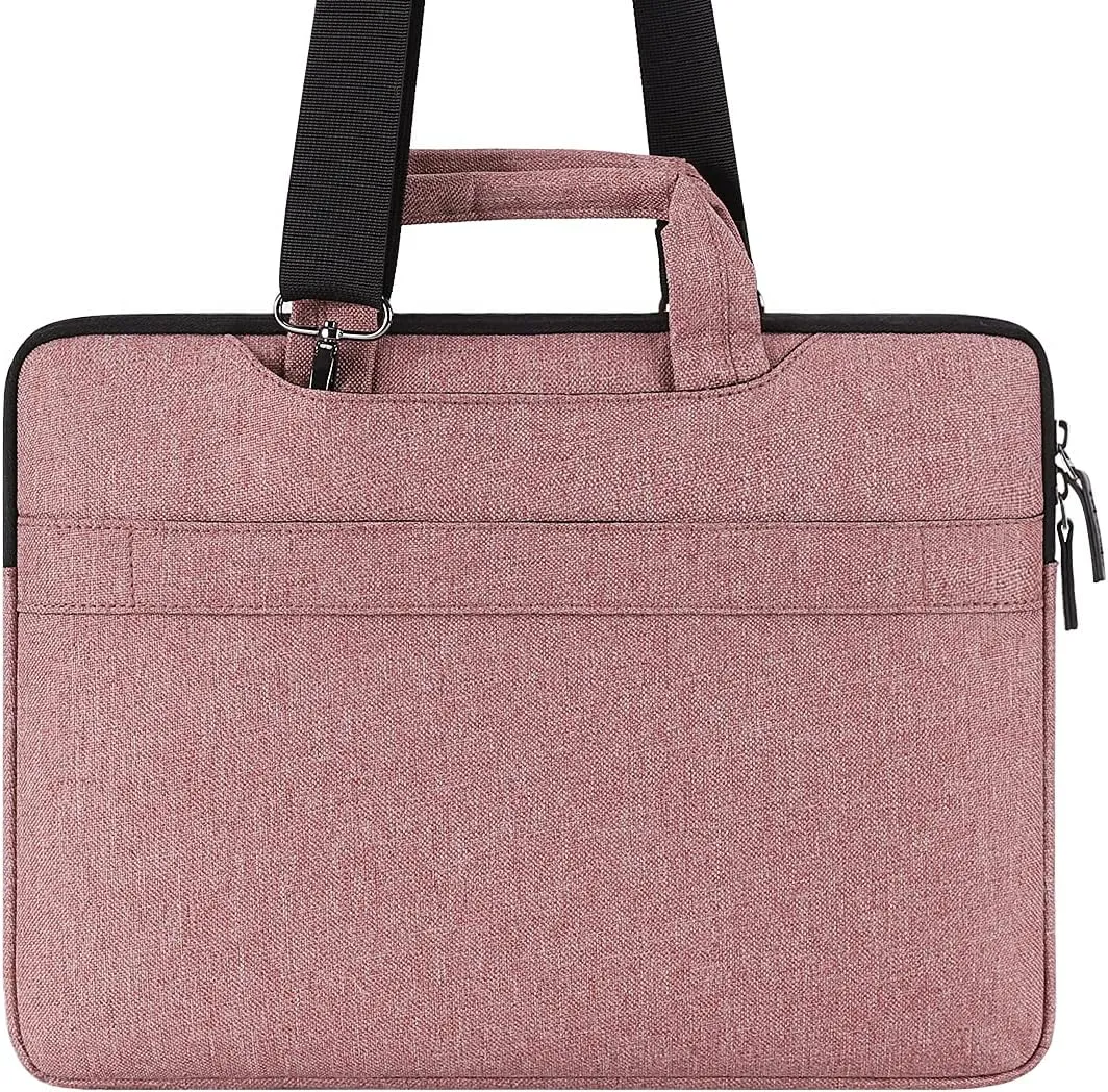 DOMISO 17 inch Laptop Sleeve Shoulder Bag Water-Resistant Messenger Bag Business Briefcase for 17.3" Notebooks/17.3" Dell Inspiron/MSI GS73VR Stealth Pro/IdeaPad/HP Envy/LG Gram/ASUS ROG,Pink