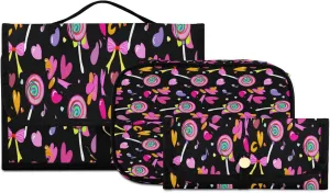 Doodle Color Lollipop Women Men Travel Cosmetic Bag, Toiletry Bag Set, Portable Hanging Organizer for Toiletries, Cosmetics, Brushes