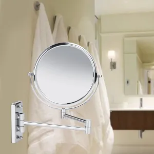 Double Sided Makeup Mirror with 3X Magnification, 360 Degree Swivel Design Wall Mount Makeup Mirror, High Definition Mirror for Ladies Daily Makeup and Gentlemen Shaving