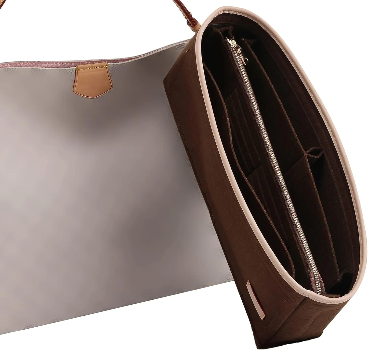 Doxo Purse Organizer Insert & Base Shaper, Felt Handbag & Tote Bag Fit LV Graceful(Brown,SM)