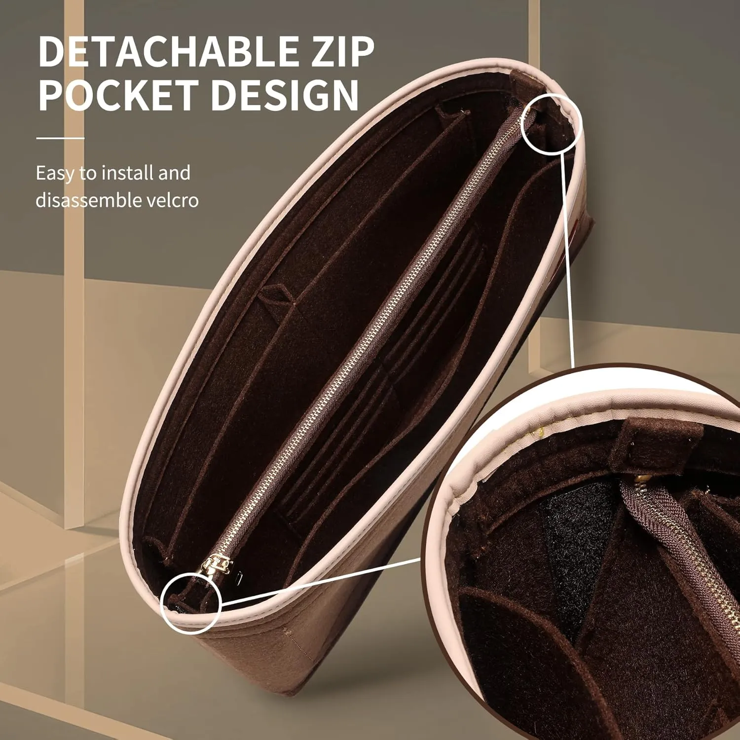 Doxo Purse Organizer Insert & Base Shaper, Felt Handbag & Tote Bag Fit LV Graceful(Brown,SM)