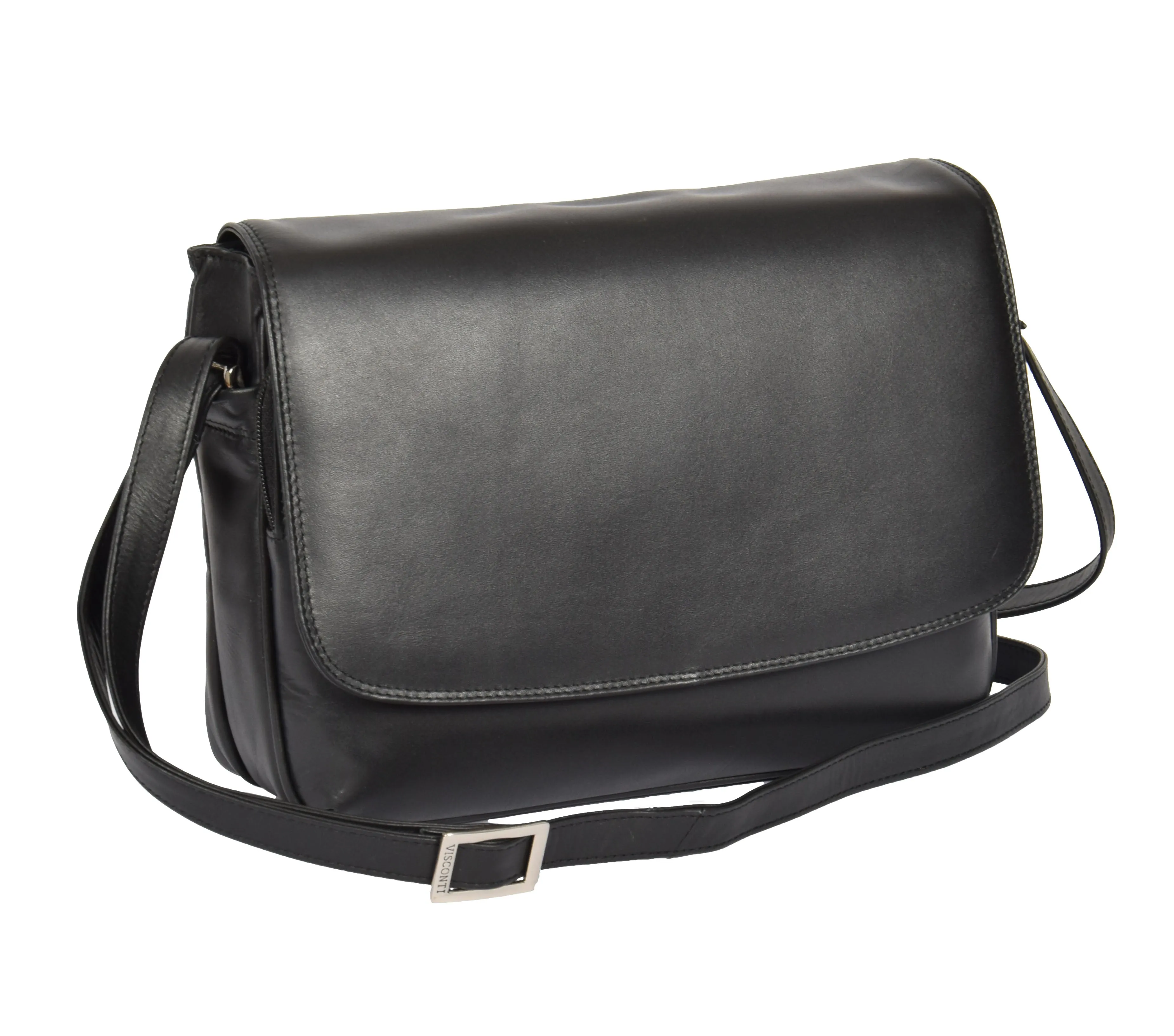 DR365 Women's Leather Cross Body Shoulder Bag Black
