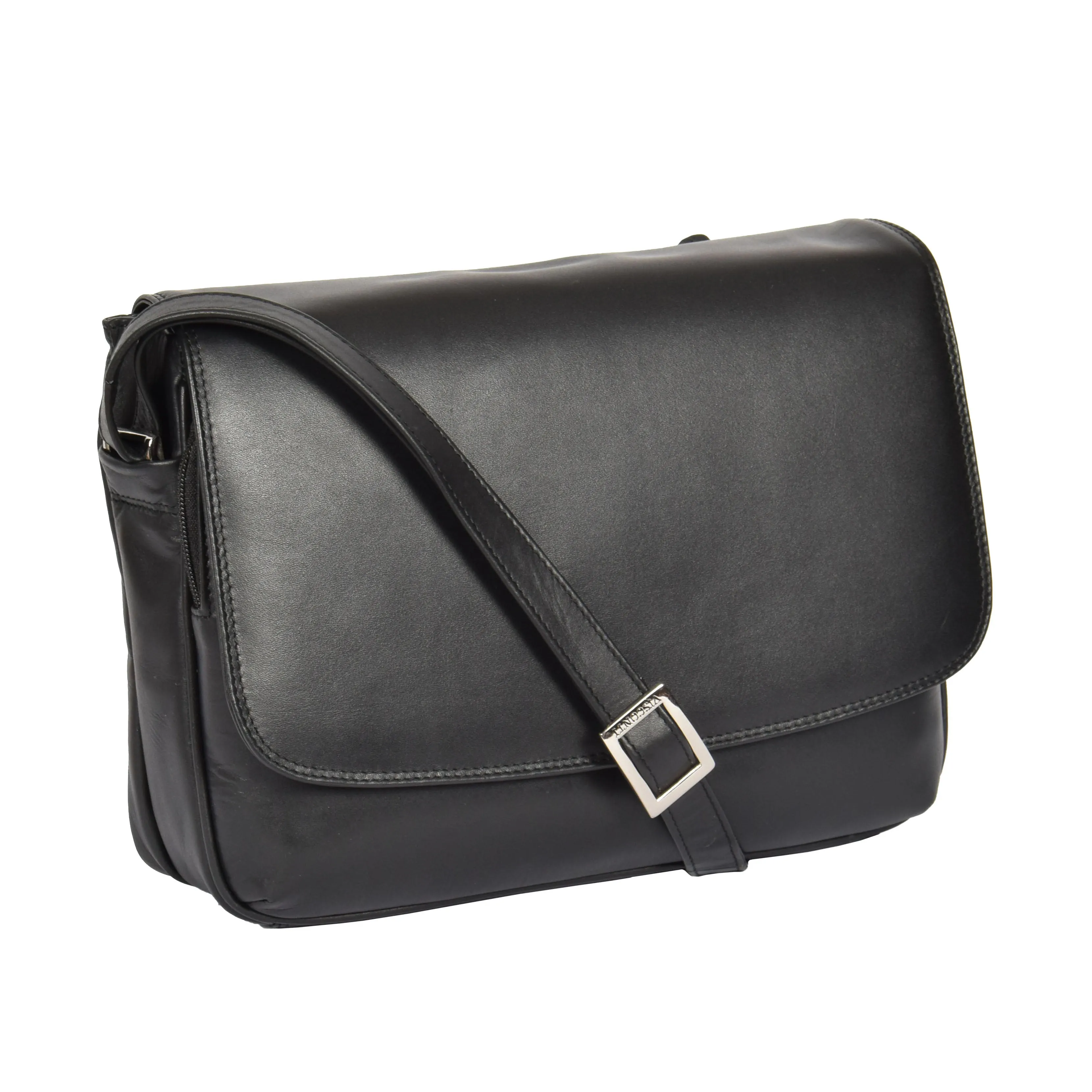 DR365 Women's Leather Cross Body Shoulder Bag Black