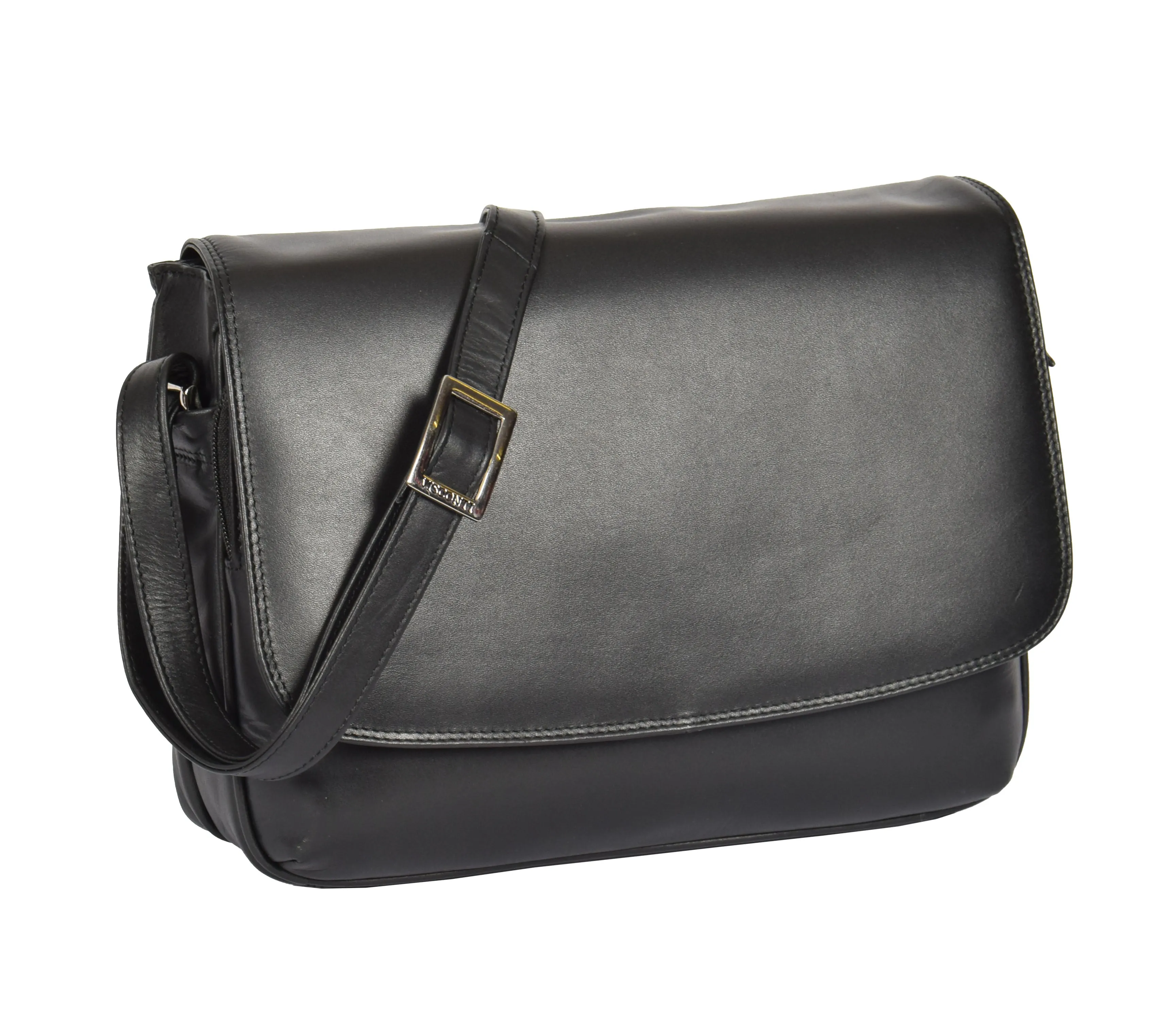 DR365 Women's Leather Cross Body Shoulder Bag Black