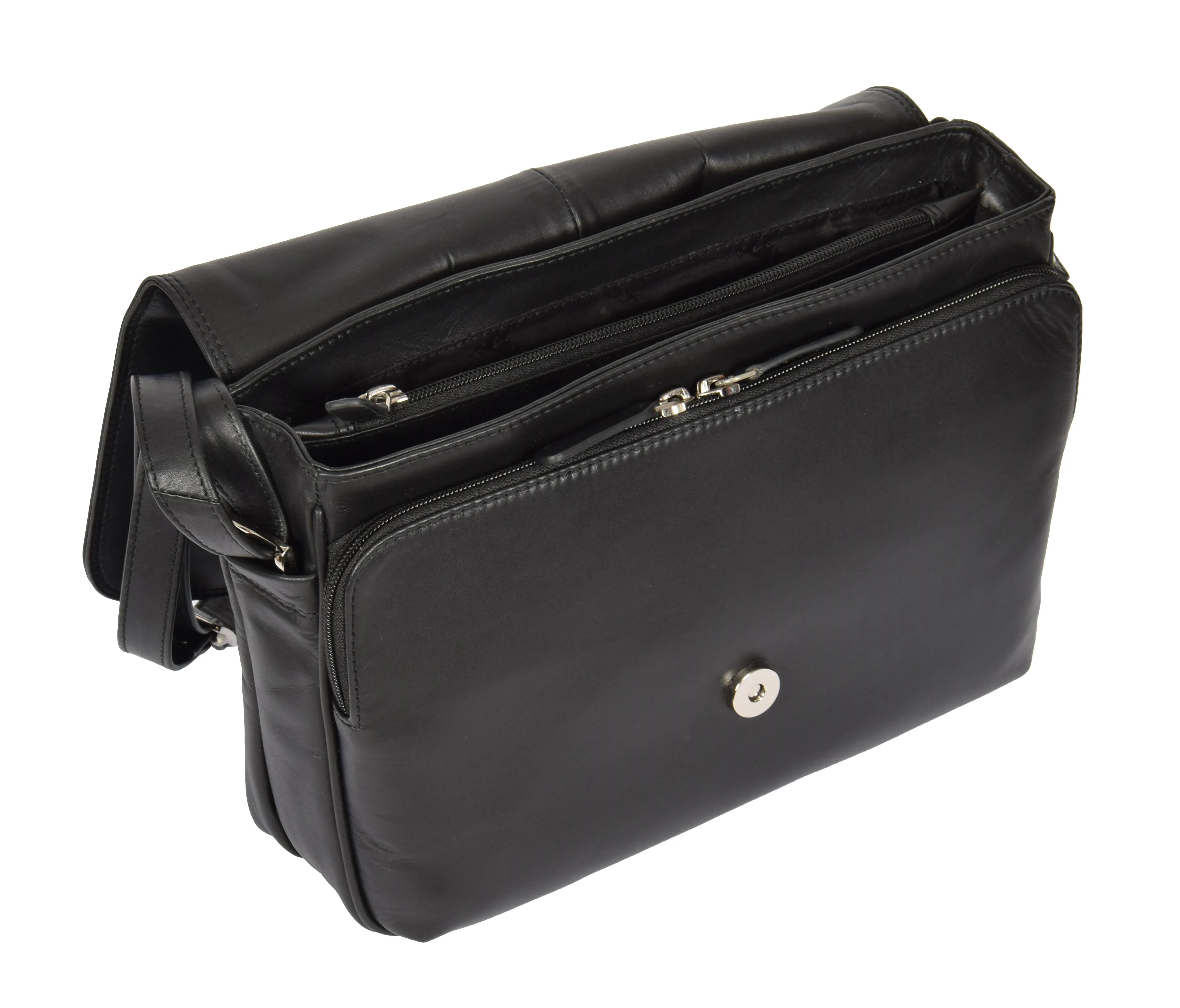 DR365 Women's Leather Cross Body Shoulder Bag Black