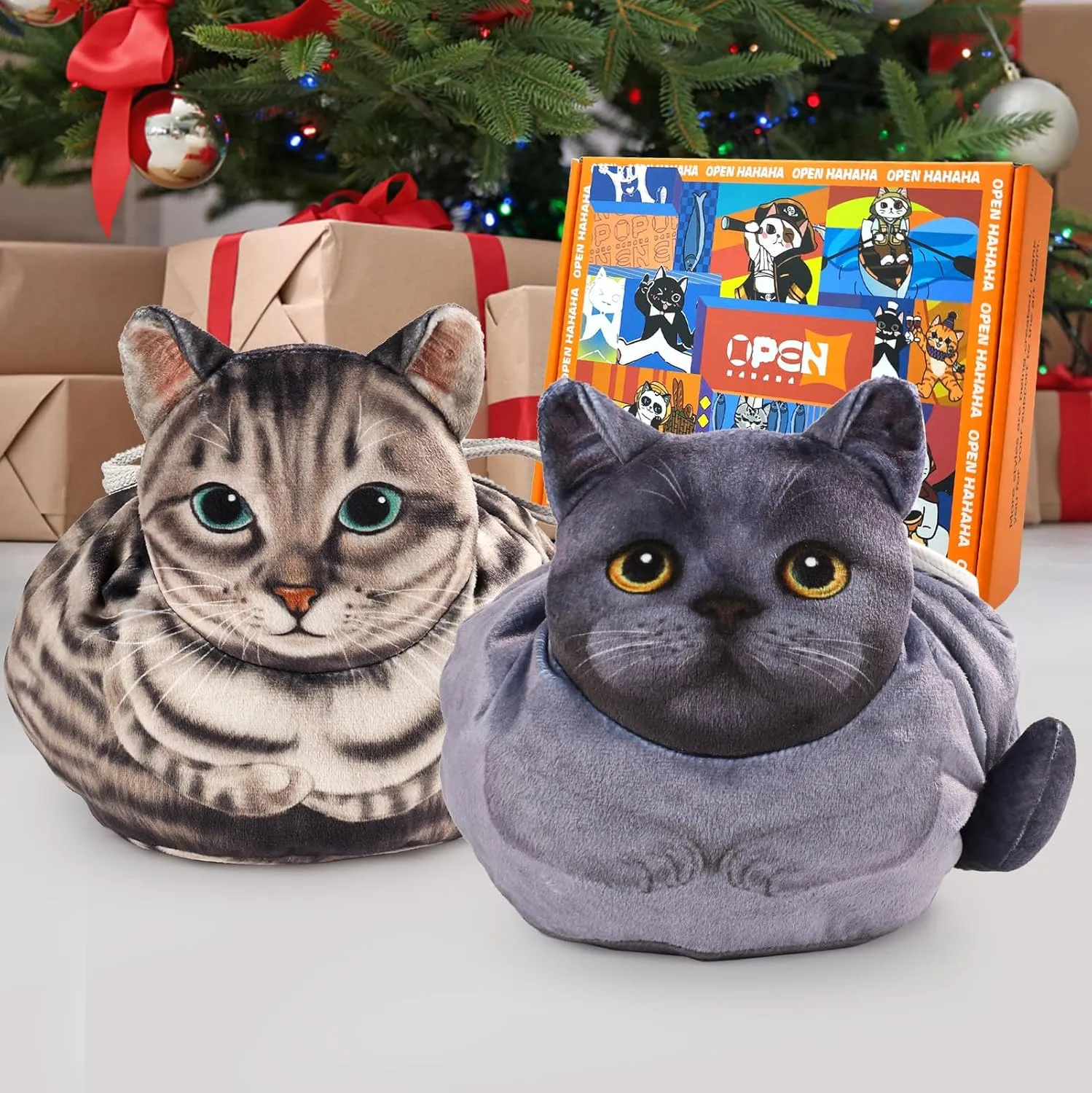 Drawstring Makeup Bag, Cat Makeup Bag, Travel Makeup Organizer, Cosmetic Pouch Bag, Cat Gift for Women, Lay Flat Makeup Bag Gifts for Cat Lovers(2-Pack)
