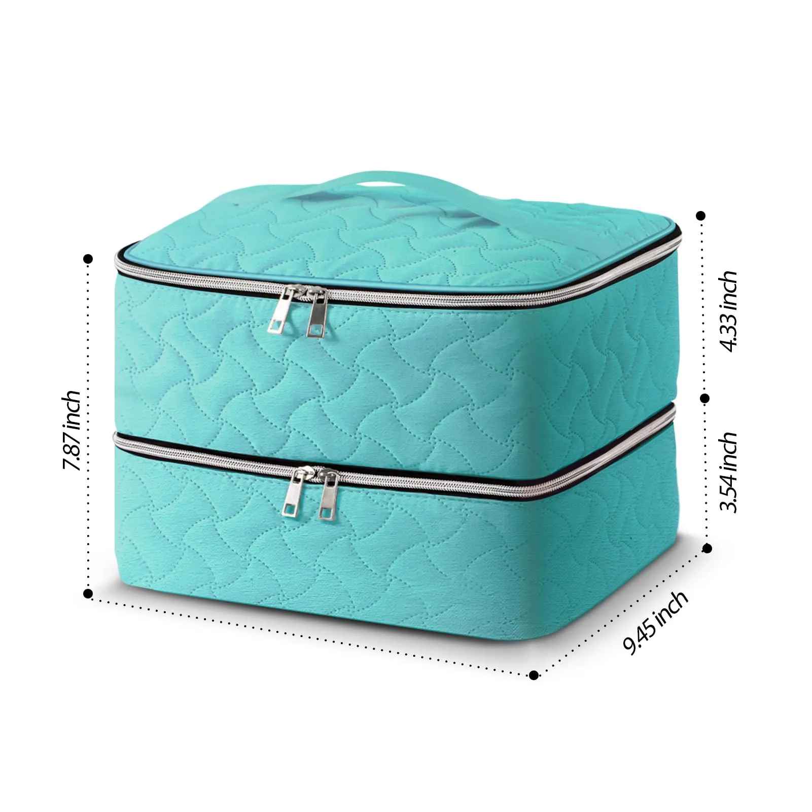 DreamGenius Nail Polish Organizer Case Holds 42 Bottles, Portable Double-Layer Nail Polish Storage Bag with Adjustable Dividers for Manicure Tools, Blue