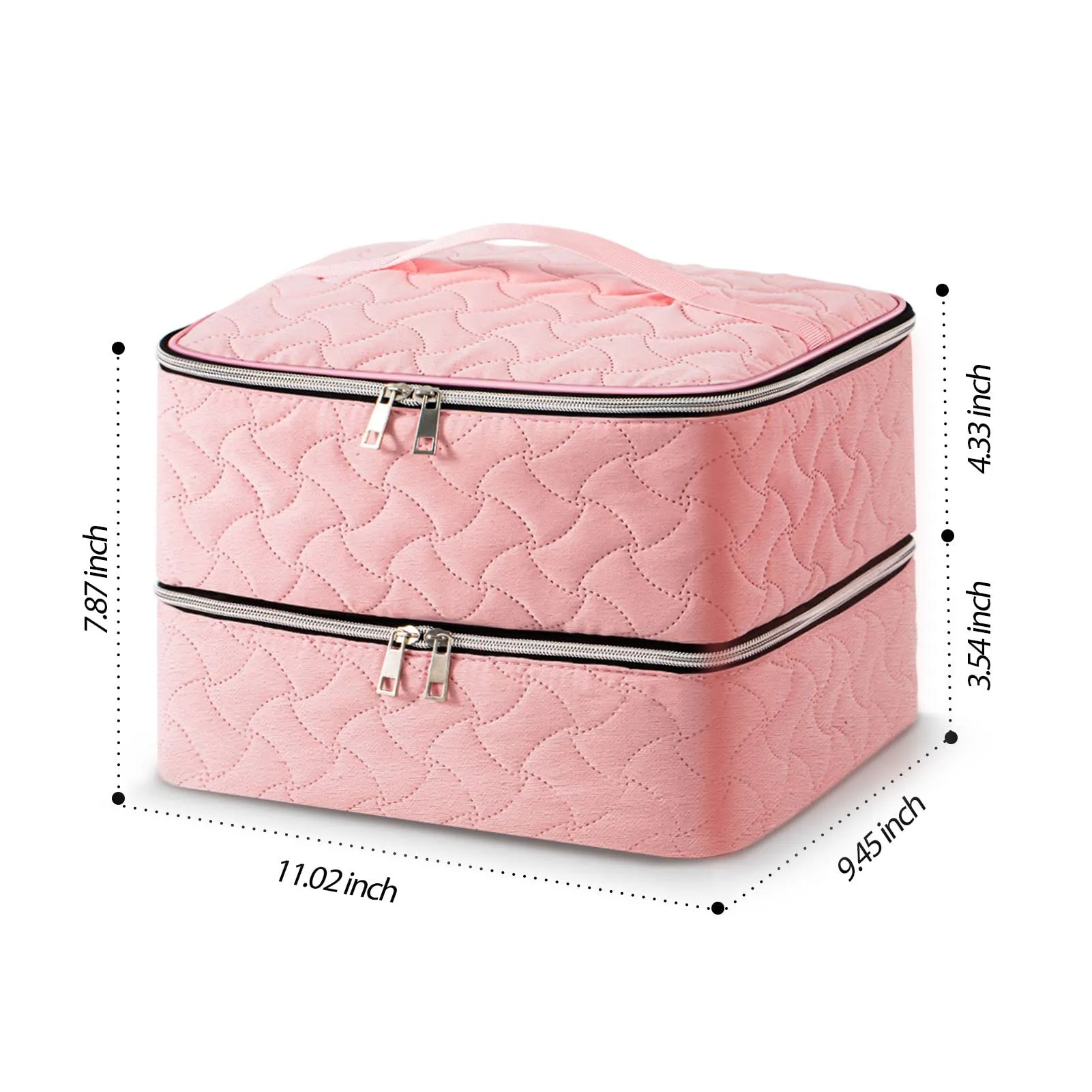 DreamGenius Nail Polish Organizer Case Holds 42 Bottles, Portable Double-Layer Nail Polish Storage Bag with Adjustable Dividers for Manicure Tools, Pink
