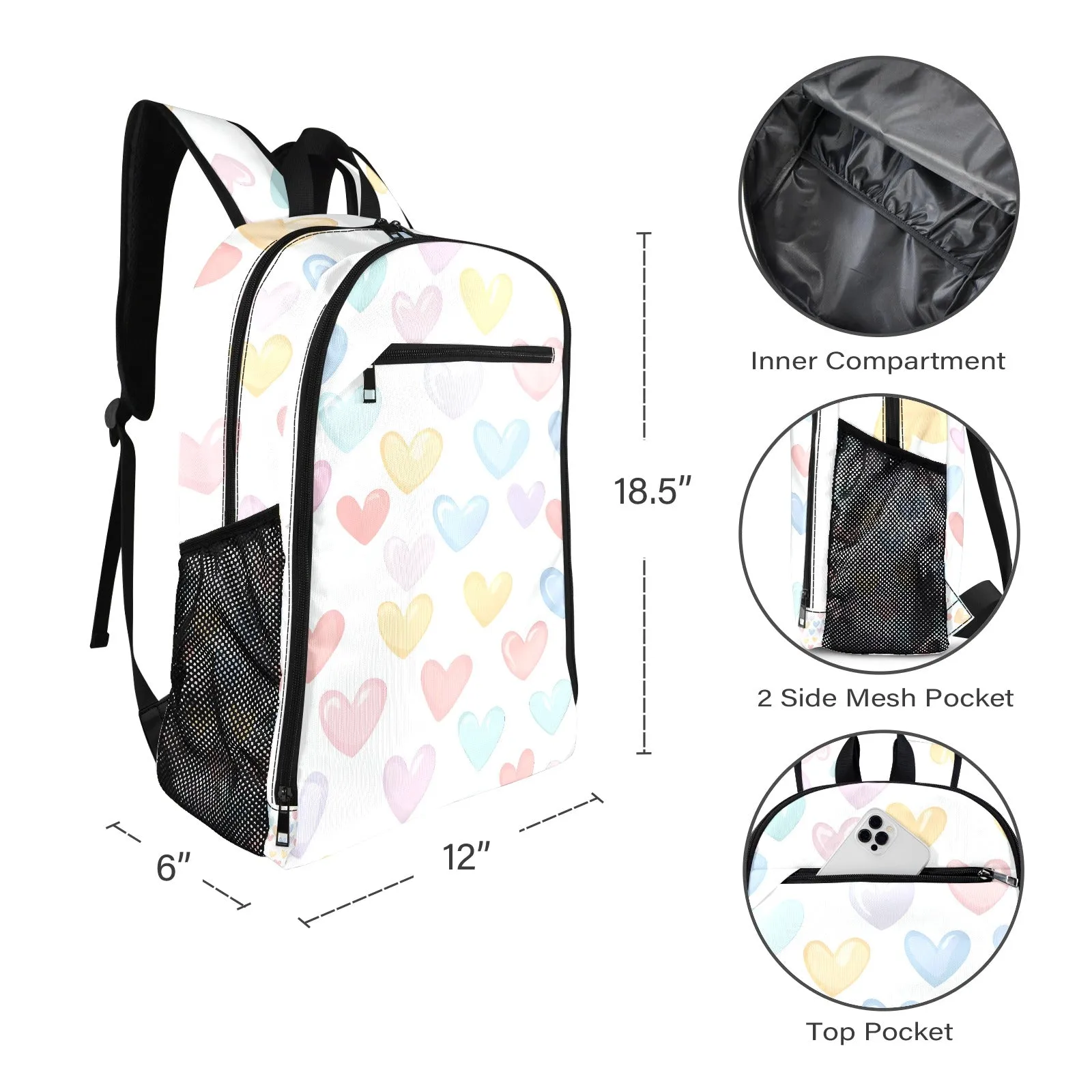 DreamPop Hearts - Cute Pastel Heart Backpack