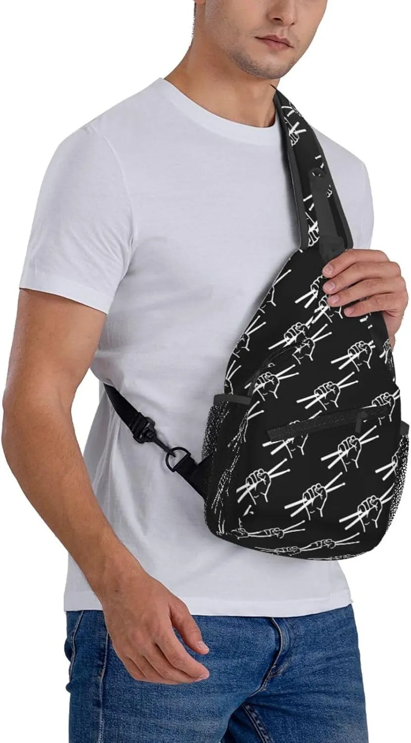Drumsticks Drummer Sling Backpack Shoulder Chest Bag For Men Women Hiking Travel Crossbody Daypack