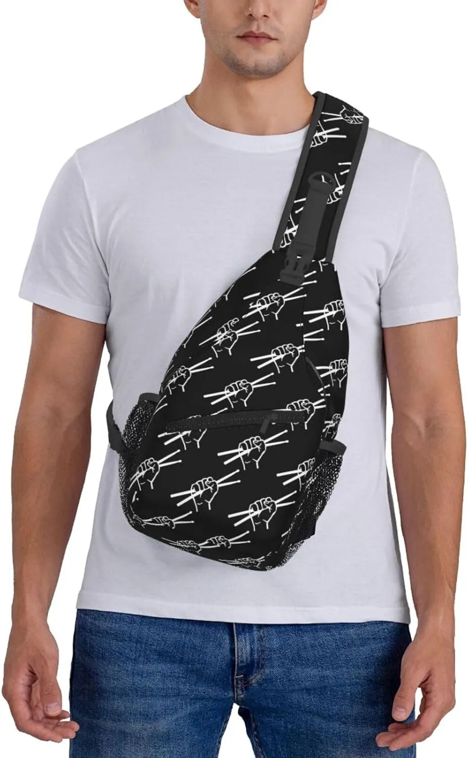 Drumsticks Drummer Sling Backpack Shoulder Chest Bag For Men Women Hiking Travel Crossbody Daypack