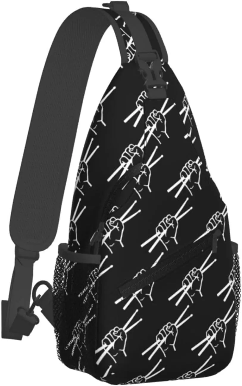 Drumsticks Drummer Sling Backpack Shoulder Chest Bag For Men Women Hiking Travel Crossbody Daypack