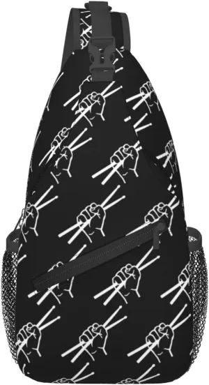 Drumsticks Drummer Sling Backpack Shoulder Chest Bag For Men Women Hiking Travel Crossbody Daypack