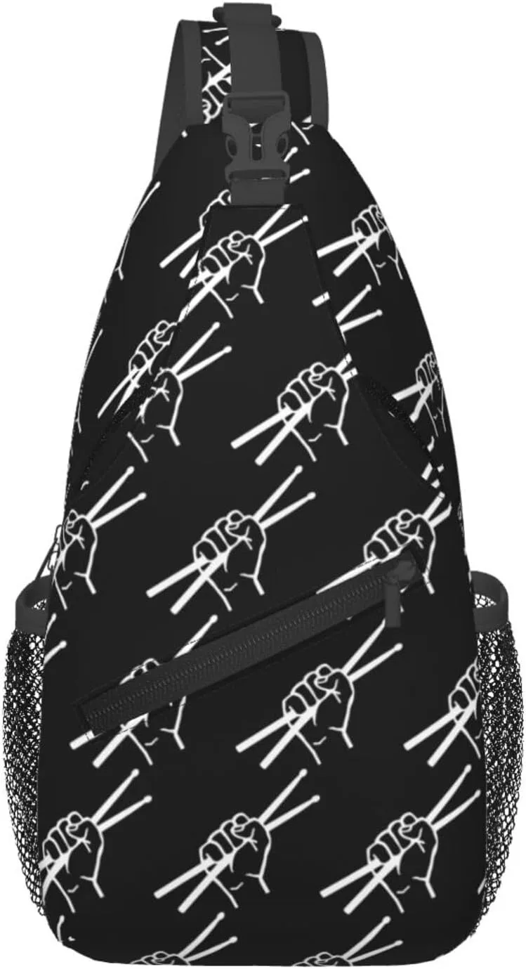 Drumsticks Drummer Sling Backpack Shoulder Chest Bag For Men Women Hiking Travel Crossbody Daypack