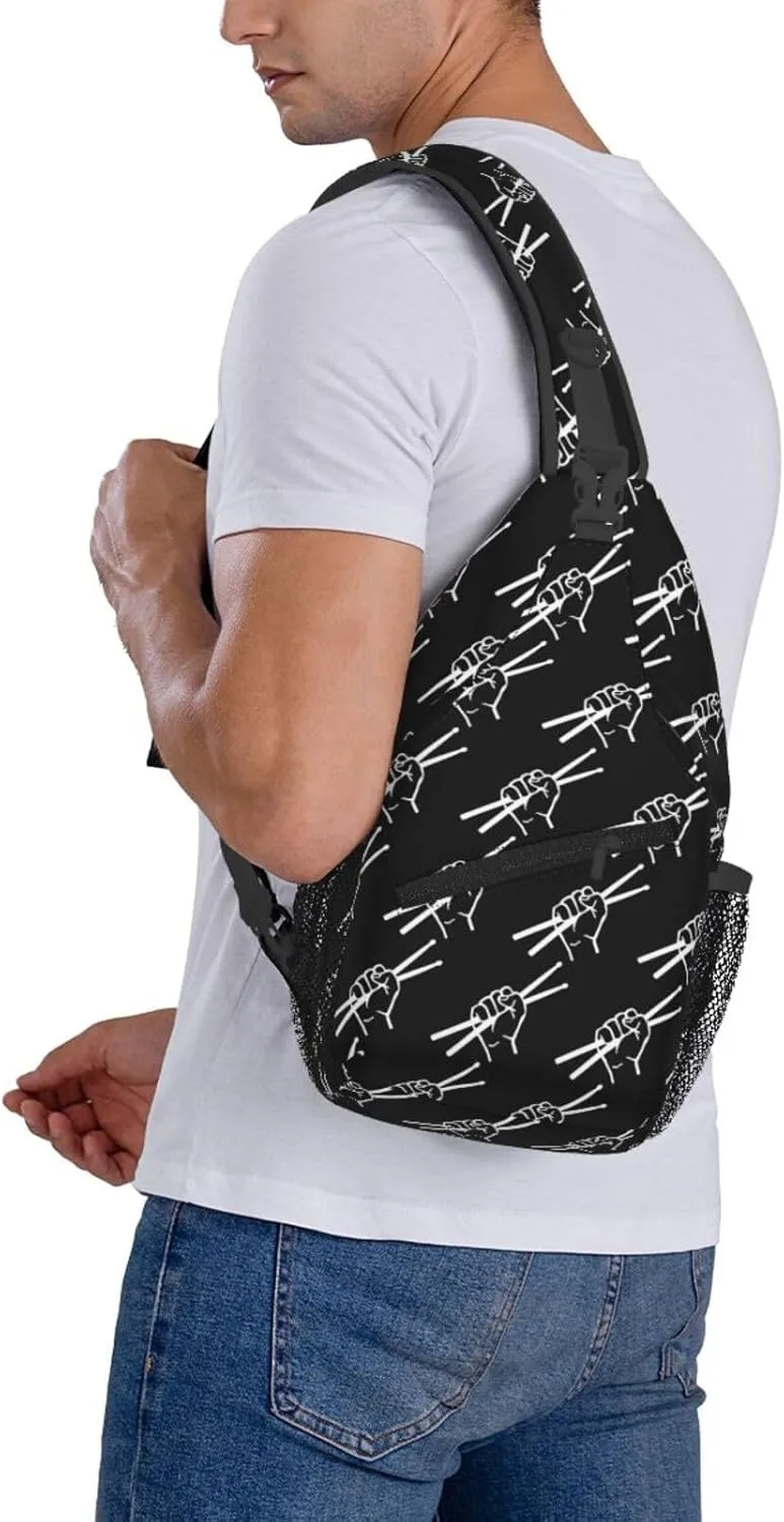 Drumsticks Drummer Sling Backpack Shoulder Chest Bag For Men Women Hiking Travel Crossbody Daypack
