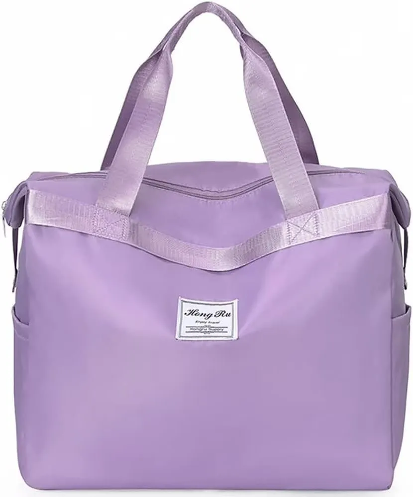 Duffel Bag for Women Nylon Waterproof Gym Bag Lightweight Weekender Overnight Shoulder Bag Large Travel Handbag with Wet Pocket