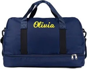 Duffle Bag for Women Girls Personalized Overnight Weekender Duffle with Name, Custom Honeymoon Travel Bag for Wedding - Waterproof & Trolley Case Sleeve，Embroidered Bridesmaid Proposal Bag