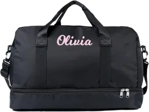 Duffle Bag for Women Girls Personalized Overnight Weekender Duffle with Name, Custom Honeymoon Travel Bag for Wedding - Waterproof & Trolley Case Sleeve，Embroidered Bridesmaid Proposal Bag