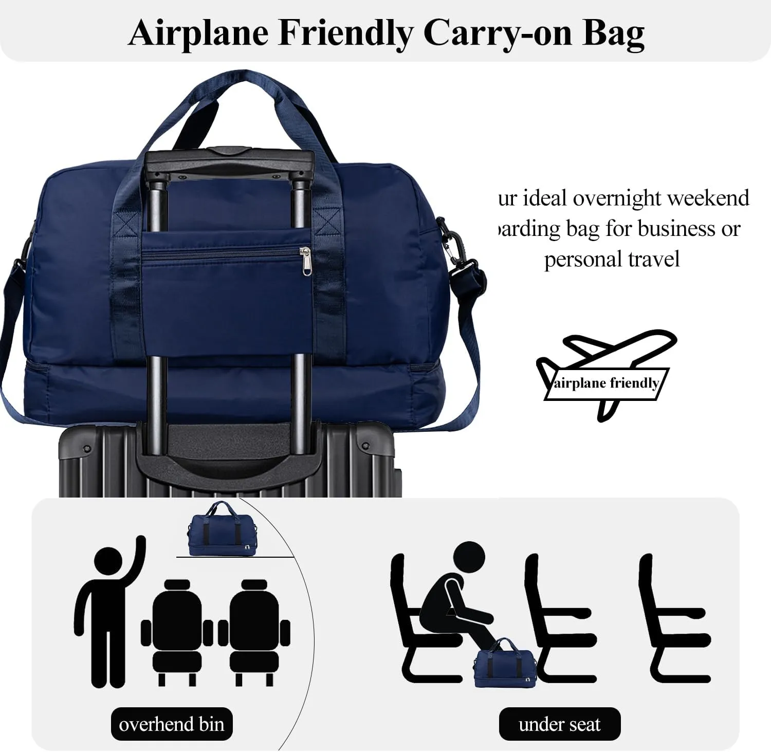 Duffle Bag for Women Girls Personalized Overnight Weekender Duffle with Name, Custom Honeymoon Travel Bag for Wedding - Waterproof & Trolley Case Sleeve，Embroidered Bridesmaid Proposal Bag