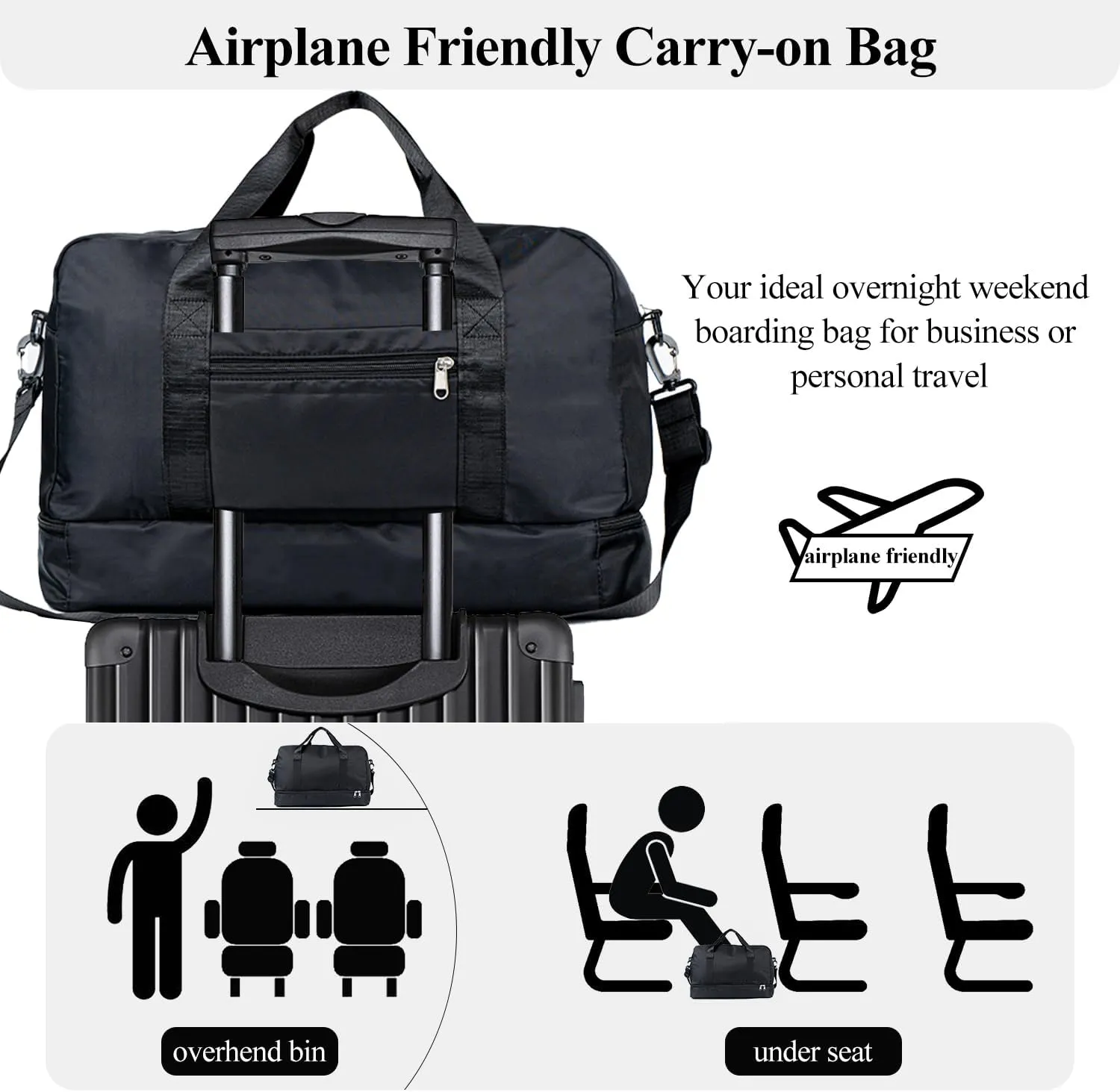 Duffle Bag for Women Girls Personalized Overnight Weekender Duffle with Name, Custom Honeymoon Travel Bag for Wedding - Waterproof & Trolley Case Sleeve，Embroidered Bridesmaid Proposal Bag
