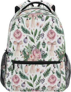 Dussdil Rose Flowers Spruce Branches Kid's Backpack Boys Girls Backpacks 16 inch Casual Daypack Back Pack Bag with Adjustable Shoulder Strap Zipper Travel Bags