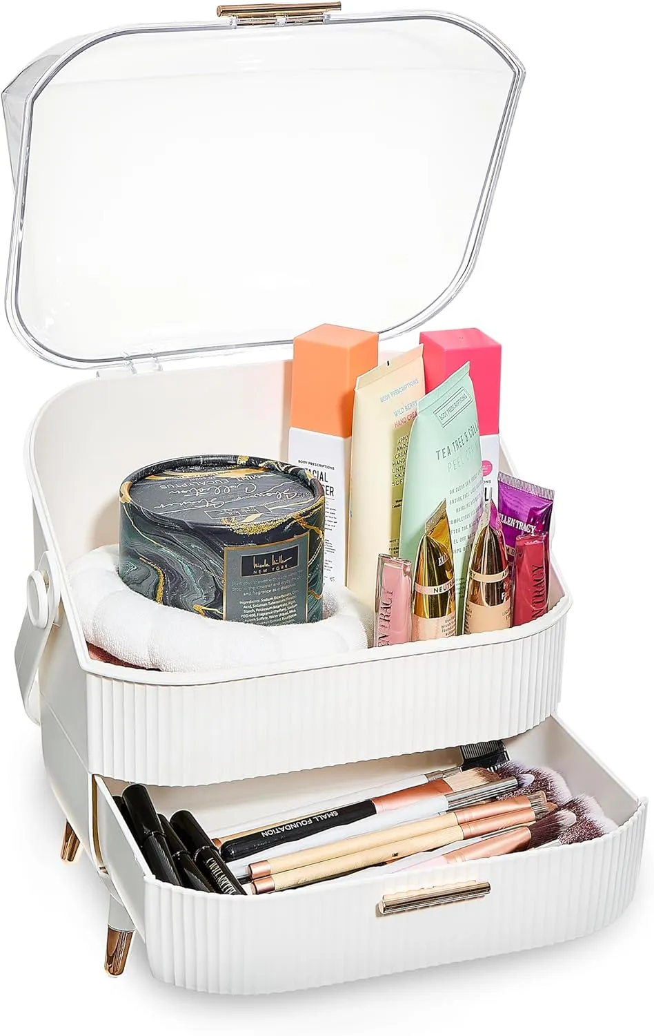 DwellStudio Dustproof Makeup Organizer for Cosmetics and Skincare - Stylish Storage Solution for Your Beauty Essentials