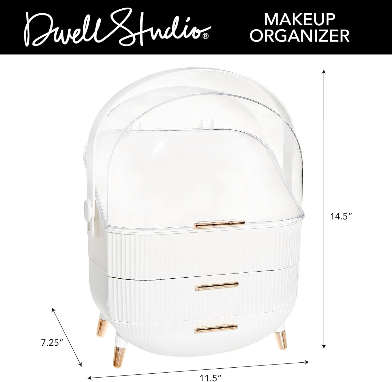 DwellStudio Dustproof Makeup Organizer for Cosmetics and Skincare - Stylish Storage Solution for Your Beauty Essentials