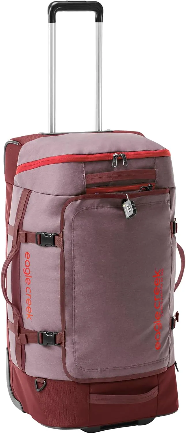 Eagle Creek Cargo Hauler XT 90L Rolling Duffle Bag with Wheels, Telescoping Handle and Stowable Backpack Straps, Lockable U-Lid & Quick-Access Pocket, Currant