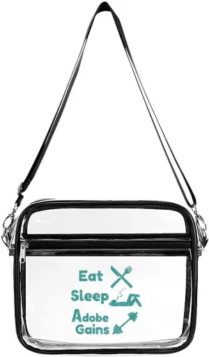 Eat Sleep Gains Repeat Large Clear Stadium Bag Clear Mini Messenger Bags with 2 Compartments Crossbody Bag