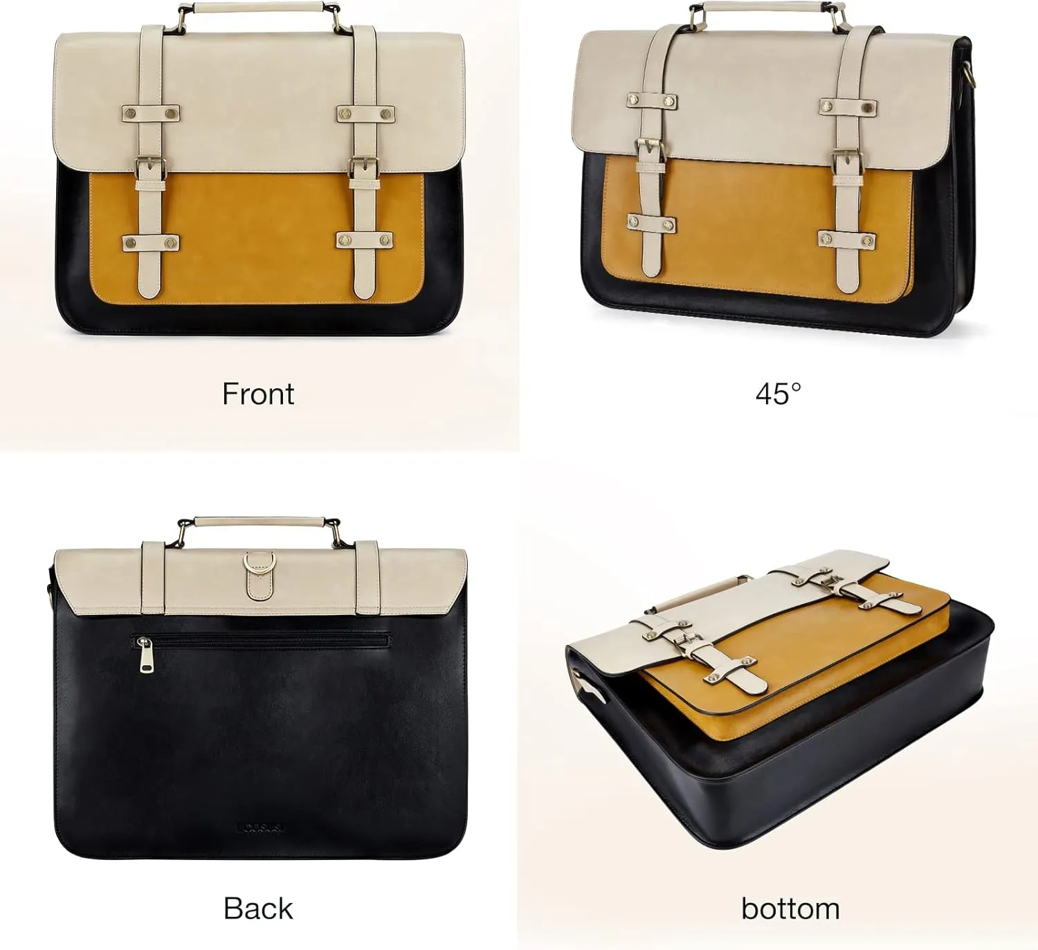 ECOSUSI Laptop Bag for Women Vegan Leather Messenger Bag Fashion Briefcase Backpack 15.6 inch Computer Satchel Bag