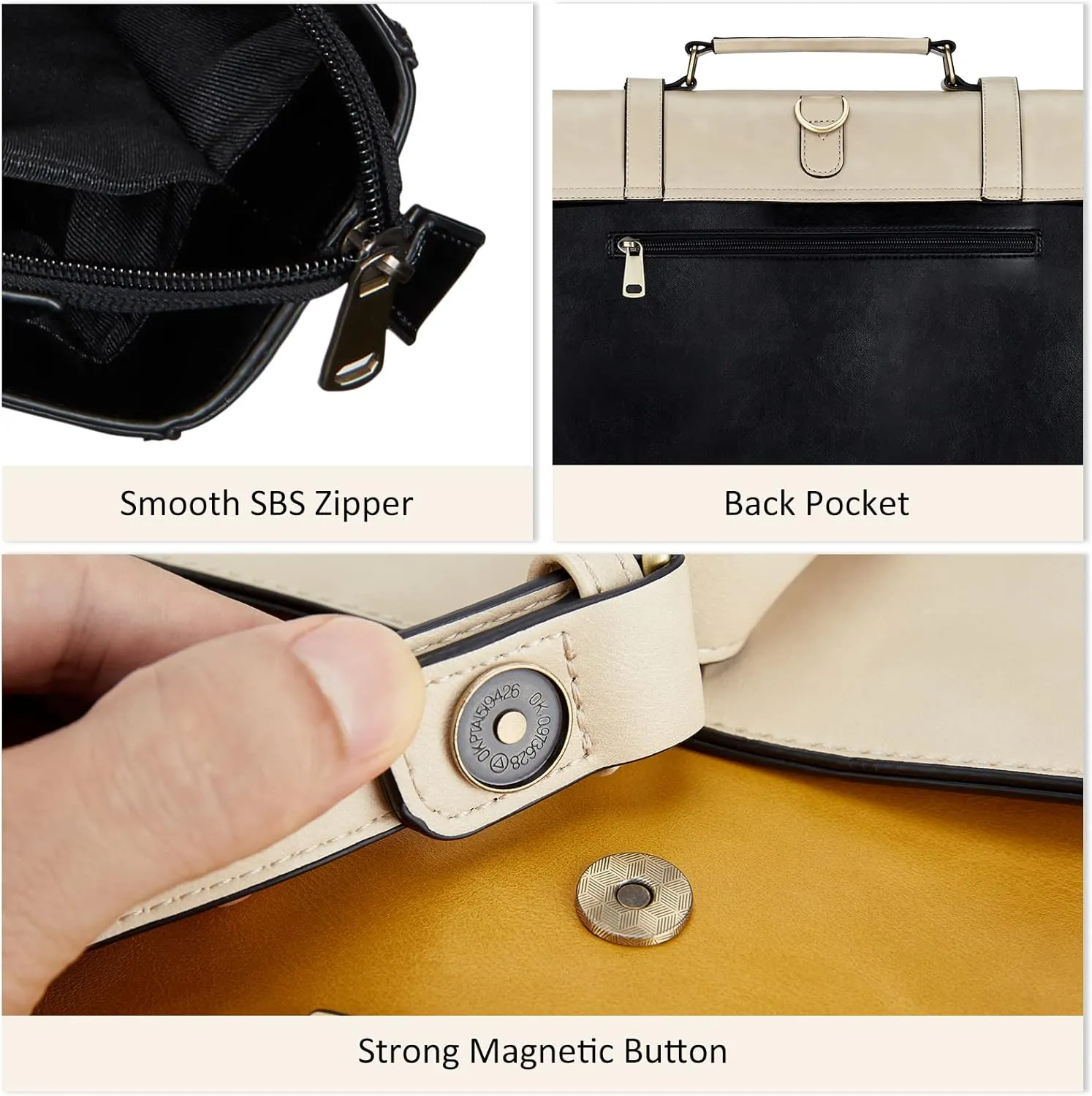 ECOSUSI Laptop Bag for Women Vegan Leather Messenger Bag Fashion Briefcase Backpack 15.6 inch Computer Satchel Bag