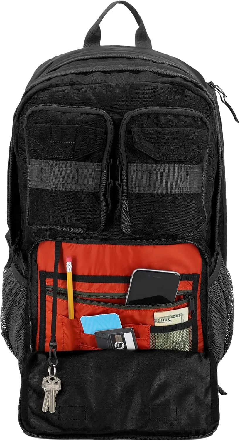 Eddie Bauer Cargo Backpack with Organization Compartments and Hydration/Laptop Compatible Sleeve, Black, 30L