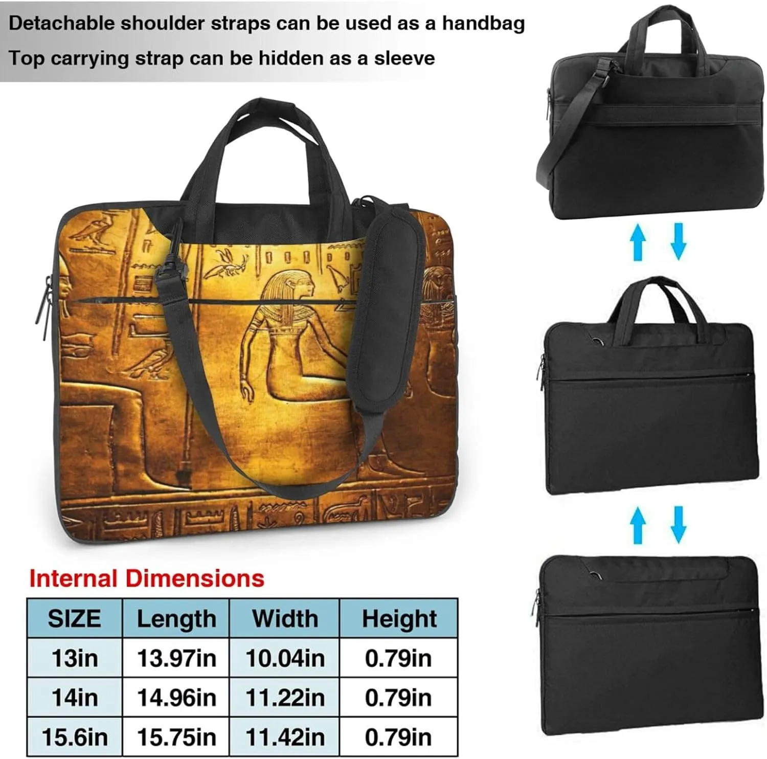 Egypt Hieroglyphics Print Versatile Laptop Bag Men's Laptop Case & Womenâ€™s Computer Bag with Shoulder Strap