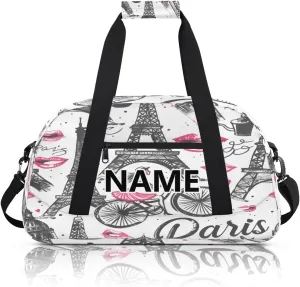 Eiffel Tower Mini Gym Bag 18 inch for Women Men Waterproof Custom Romantic Paris Travel Duffel Bag Carry On Overnight Tote Nurse Bag for Work Fitness Hiking