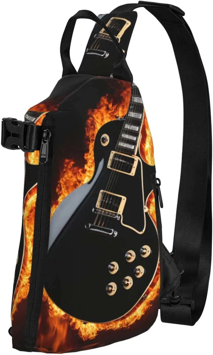 Electric Guitar Print Trend Casual Crossbody Chest Bag Multipurpose Cross Body Shoulder Bag