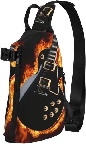 Electric Guitar Print Trend Casual Crossbody Chest Bag Multipurpose Cross Body Shoulder Bag