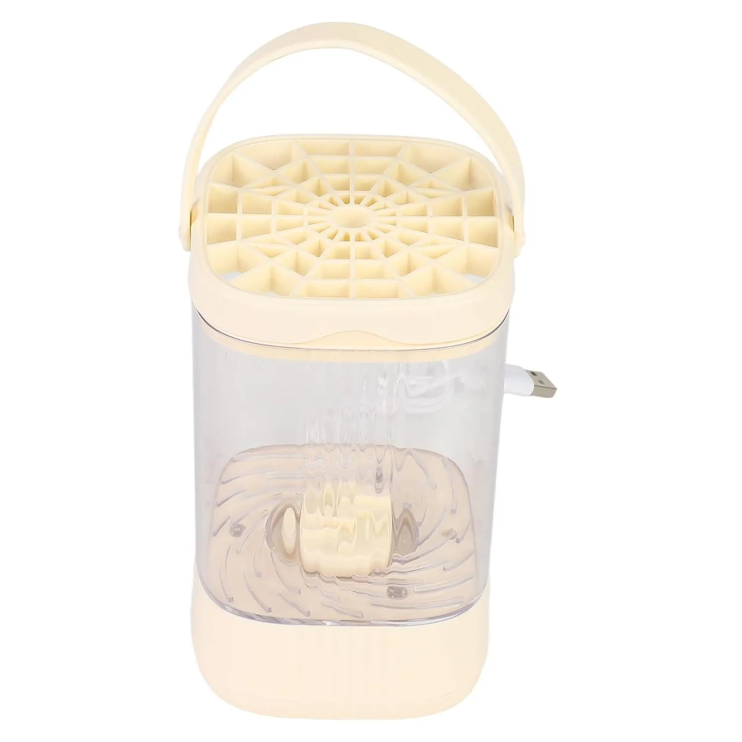Electric Makeup Brush Cleaner, 7000rpm Automatic Makeup Brush Cleaning Machine Portable Makeup Brush Cleaning Device for Home Beauty Salon (Beige)