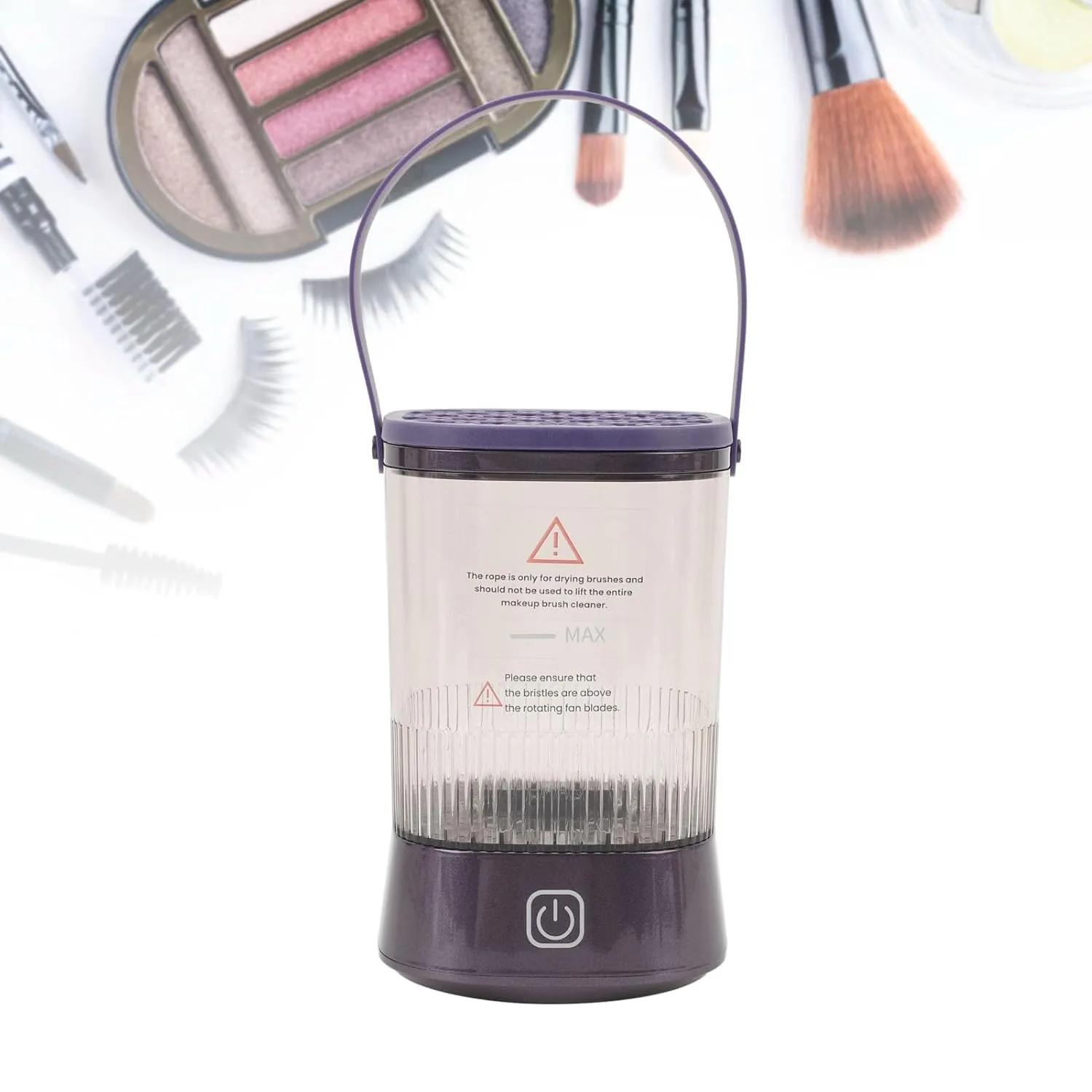 Electric Makeup Brush Cleaner Dryer Cordless IPX65 Water 2 Modes Automatic Cleaning Machine for Cosmetic Artists (Purple)