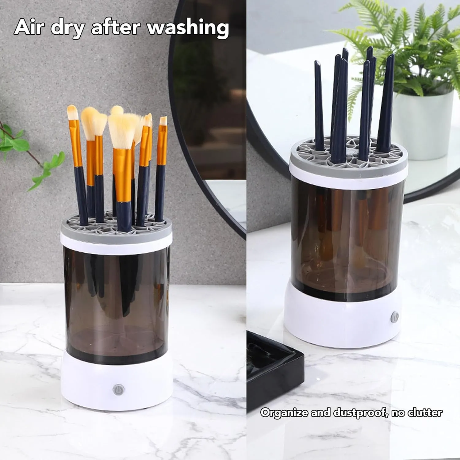 Electric Makeup Brush Cleaner Machine,Automatic Cosmetic Brush Cleaner Fast Brush Cleaning Makeup Brush Wife,Girlfriend(Gray)
