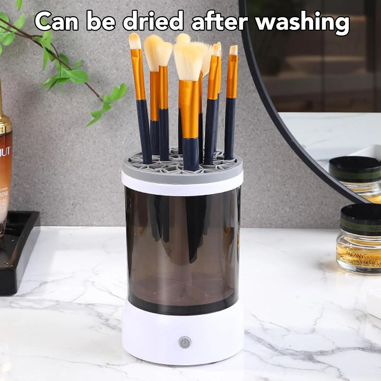 Electric Makeup Brush Cleaner Machine,Automatic Cosmetic Brush Cleaner Fast Brush Cleaning Makeup Brush Wife,Girlfriend(Gray)