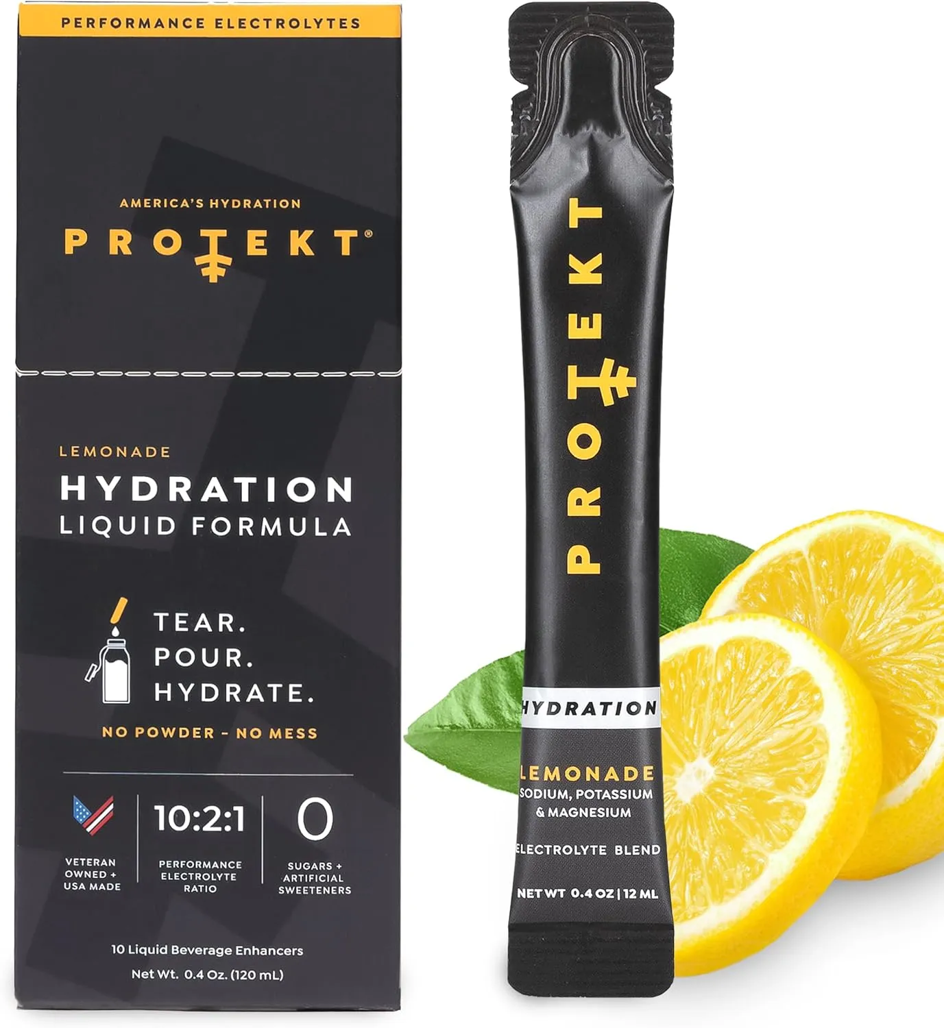 Electrolyte Packets for Recovery & Hydration | Organic & Sugar-Free Electrolytes Drinks | Works Faster Than Powder Drink | On-The-Go Liquid Hydration Drink | Lemonade, 10 Pack