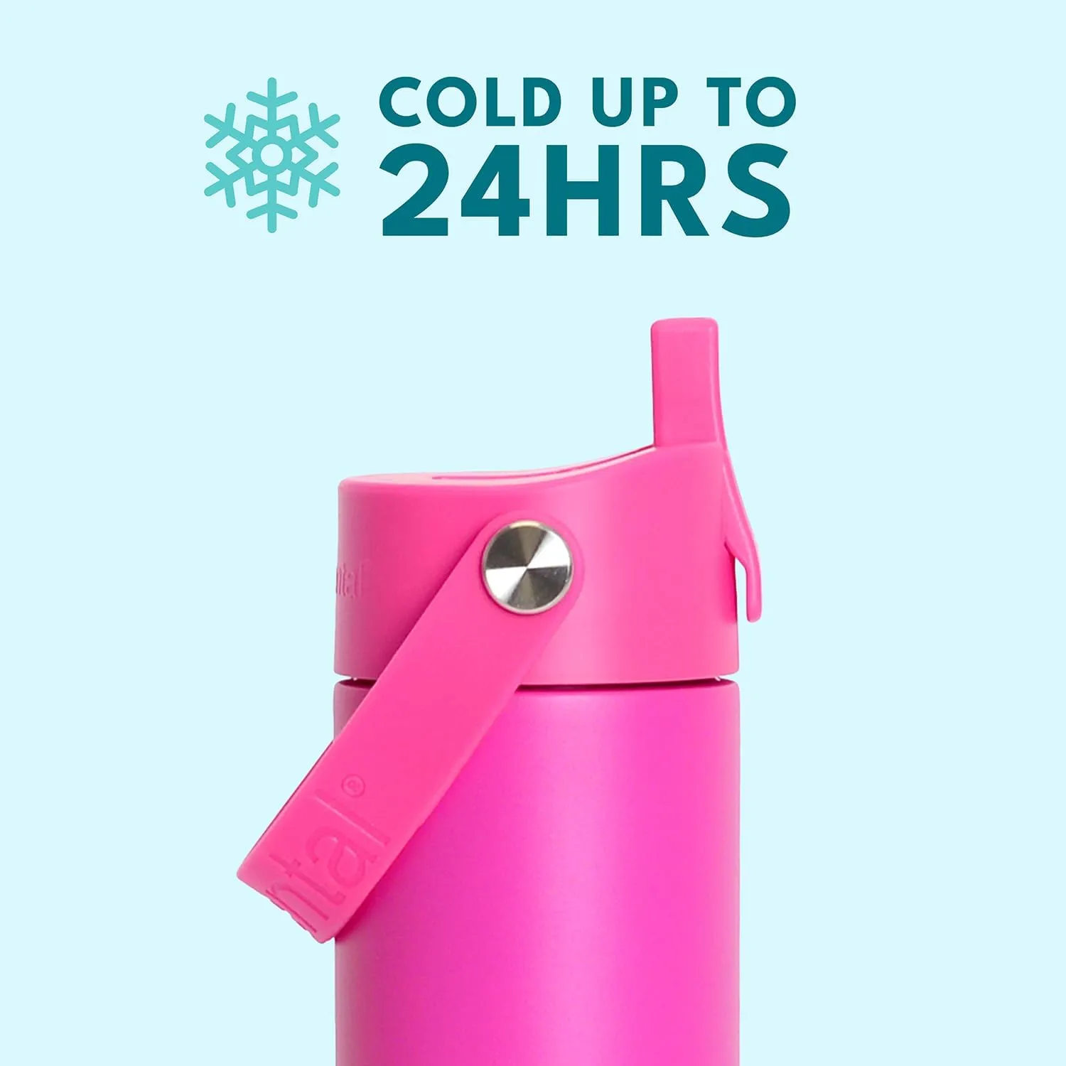 Elemental Stainless Steel Water Bottle with Straw - Leak Proof Double Wall Insulated Water Bottles for Travel, Sports and Gym - BPA Free Sport Thermos with Flip-up Straws - 24oz, Hot Pink