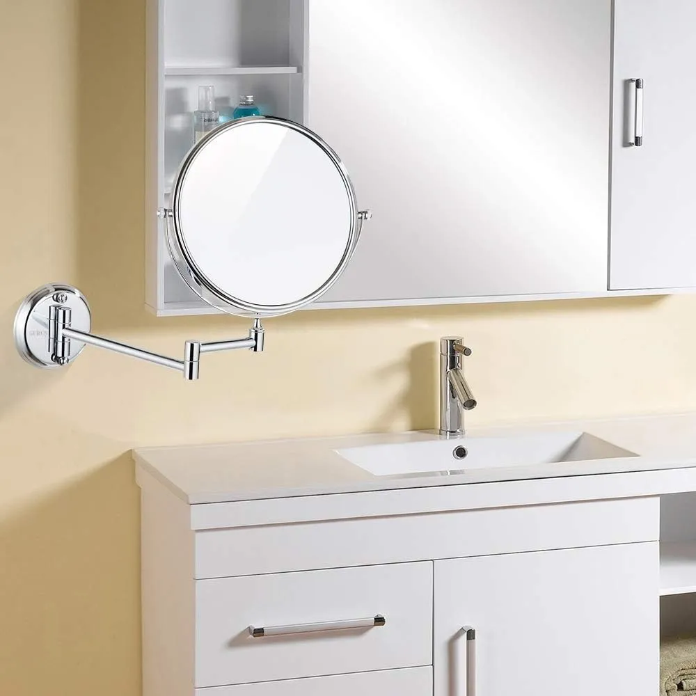 ELTOX Bathroom Makeup Mirrors Wall Mounted Magnifying Sturdy Double Sided Adjustable Cosmetic Shaving Vanity Extendable Swivel (Color : Chrome, Size : 7X)