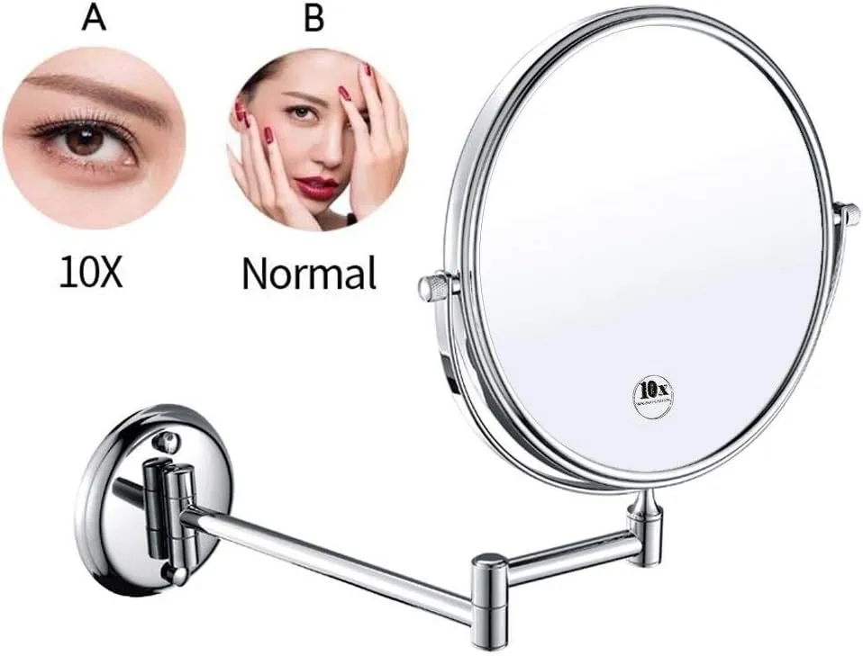 ELTOX Bathroom Makeup Mirrors Wall Mounted Magnifying Sturdy Double Sided Adjustable Cosmetic Shaving Vanity Extendable Swivel (Color : Chrome, Size : 7X)